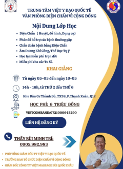 Thông báo lớp Diện Chẩn Căn Bản tháng 5/5/2025 - Q.12, buổi chiều